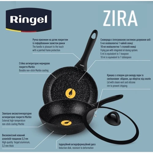 Сковорода RINGEL Zira глубокая 24 см (RG-11006-24h): Диаметр, см 24