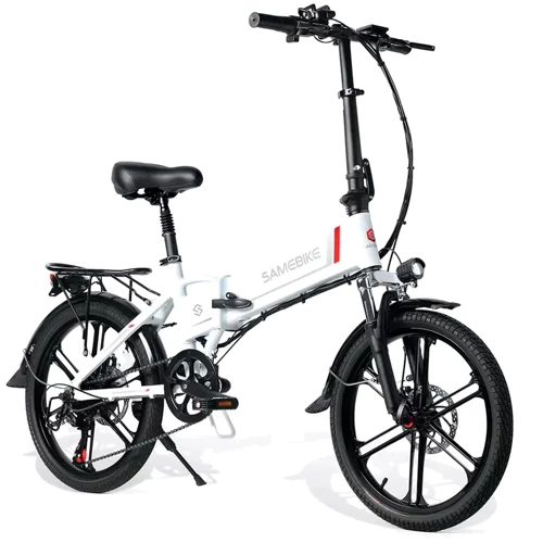 Електровелосипед міський SAMEBIKE 20LVXD30-II (350 Вт, 10 А/год, 48 В), колеса 20", білий: Особливості Складной, С рулем, С сиденьем, Бортовой компьютер, С багажником