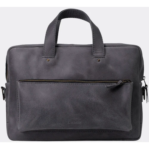 INCARNE Handmade Leather Laptop bag Biz Grey for MacBook 15-16"