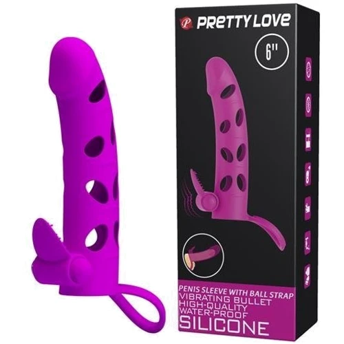 Насадка на член LYBAILE Pretty Love Penis Sleeve With Ball Strap 6" Purple