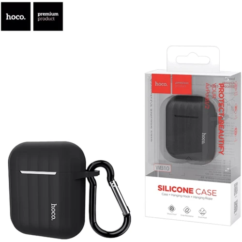 Защитный чехол для наушников Airpods 2 HOCO silicone case black (P) фото 5