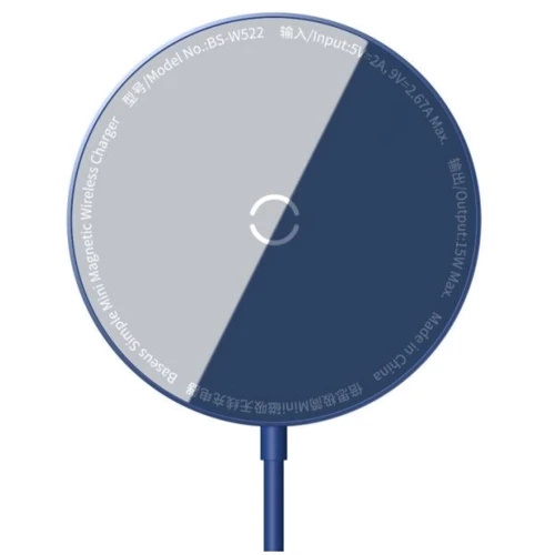 Зарядний пристрій Baseus Wireless Charger MagSafe Simple Mini 15W Blue (WXJK-H03) для iPhone 16 I 15 I 14 I 13 I 12 series