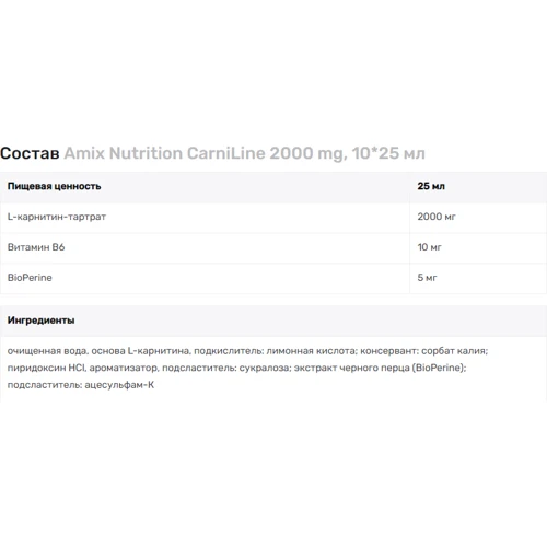 Жиросжигатель Amix Nutrition CarniLine 2000 mg 10х25 ml Pineapple: Пол Унисекс