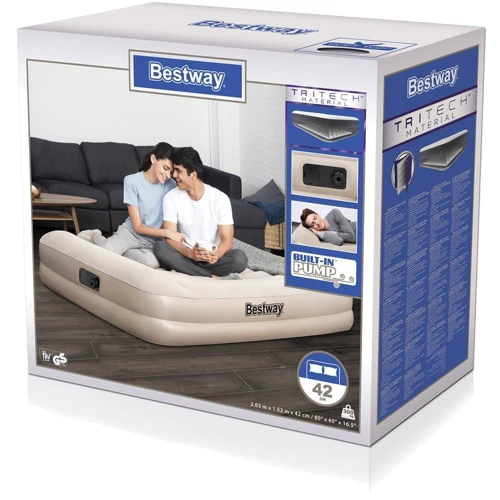Надувний матрац Bestway Tritech Airbed з вбудованим електронасосом 203х152х42 см (67696): Габарити 152 x 203 x 42 см