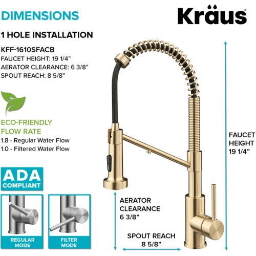 Змішувач для кухонного миття Kraus KFF-1610SFACB