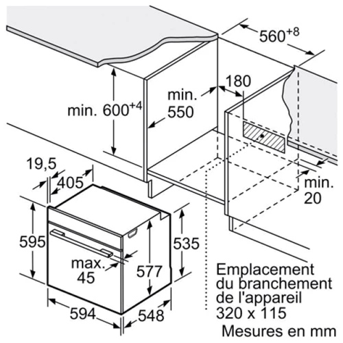 Духовой шкаф электрический Bosch HBG7241B1: Размеры 59.4х59.5х54.8 см
