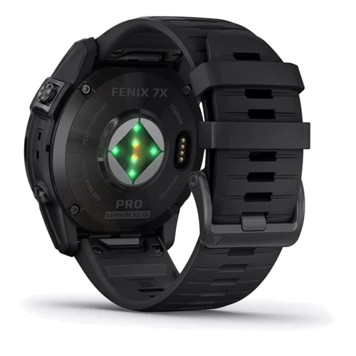 Смарт-часы Garmin Fenix 7X Pro Sapphire Solar Carbon Grey DLC Titanium with Black Band (010-02778-11): Фитнес-функции Шагомер, Умный будильник, Секундомер, Пульсометр, Пульсоксиметр, Подсчет калорий, Альтиметр, GPS-модуль