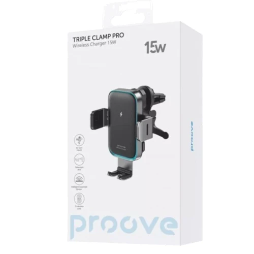 Держатель Proove Car Holder Air Vent Triple Clamp Pro 15W Black (WHTP15010004) фото 5
