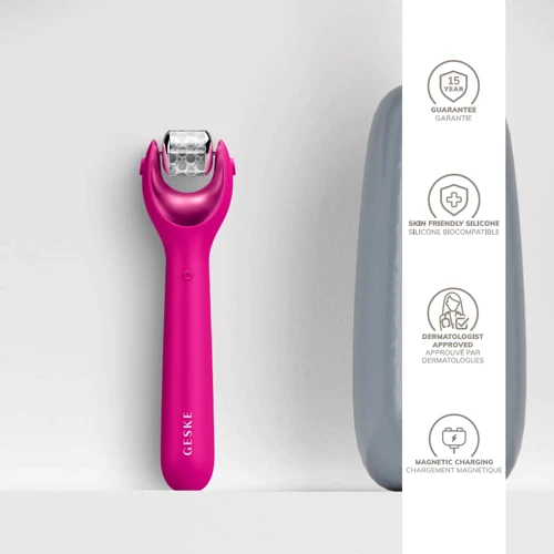 Электронный роллер для лица с микроиглами GESKE MicroNeedle Face Roller 9в1 magenta фото 3