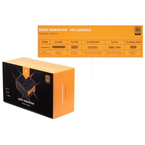 Блок питания Vinga 1000W (VPS-1000GV2): Модульные (съемные) кабеля Full