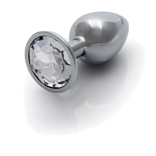 Металлическая анальная пробка Ouch! Heart Gem Silver - Diamond, S