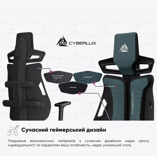 Геймерское кресло Cyberlux V8 Fabric Green (арт. GM- V8 FZ) фото 10
