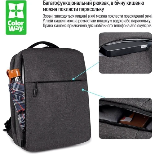 Сумка для ноутбуков ColorWay 15.6" Travel Business Black (CW-BPTB156-BK) фото 9