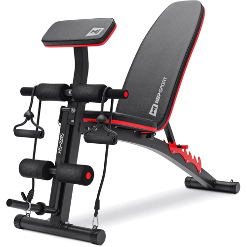 Штанга Hop-Sport STRONG Набор 106 кг со скамейкой HS-1035 и стойками 1005L: Конструкция складная