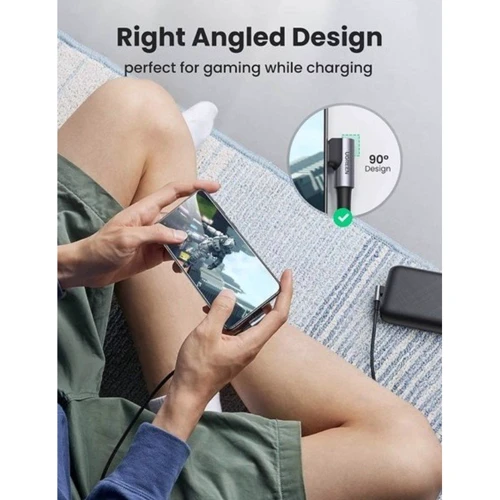 Кабель Ugreen Both Angled USB-C to USB-C 3A 1m Grey/Black (70529): Тип USB-C - USB-C
