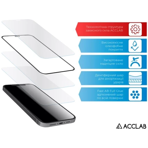 Аксессуар для смартфона ACCLAB Tempered Glass Full Glue Black for Tecno Spark 10: Материал стекло