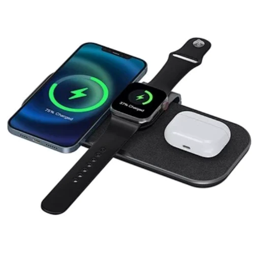 Зарядное устройство WIWU Wireless Charger Power Air PA3IN1B 15W Black for Apple iPhone, Apple Watch and Apple AirPods: Особенности Для Apple Watch, MagSafe