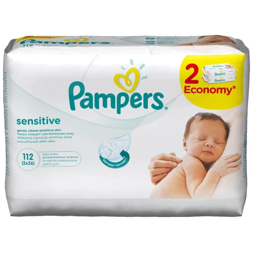 PAMPERS Детские влажные салфетки Sens Сменный блок 2Х56 ПрепакКороб
