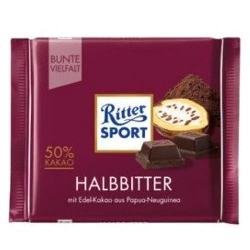 Шоколад Ritter Sport Halbbitter 100 г (DL7379): Вес, г 100