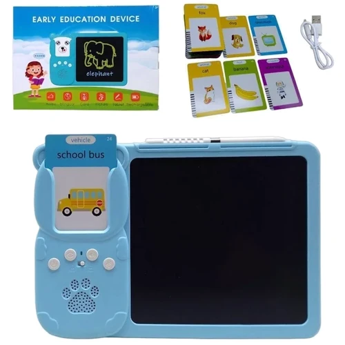 Планшет для рисования Mic LCD Writing Tablet + озвученная азбука Монтессори 112 карточек голубой (Y5-1AB)