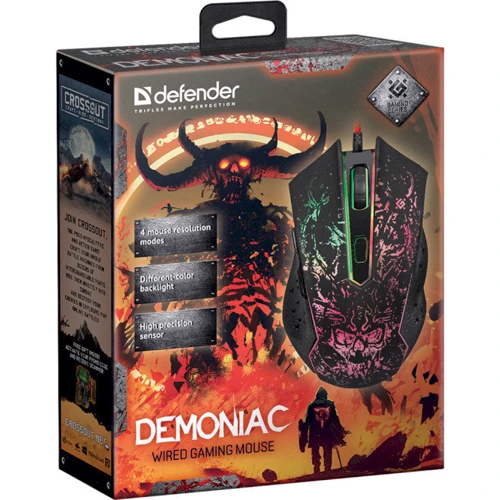 Мышь Defender Demoniac GM-540L Black (52540): Тип сенсора оптический
