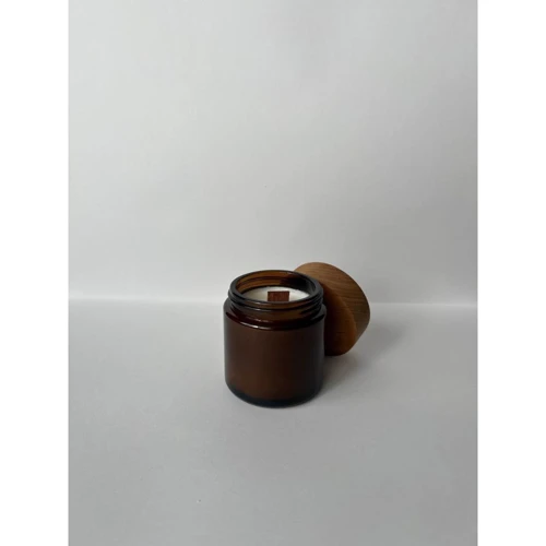 Свічка соєва в склянці Glowing fire, 8х6 см (коричнева склянка)