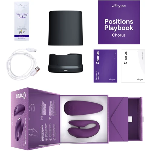 Смарт-вібратор для пар We-Vibe Chorus Purple, сенсорне керування вібраціями стисненням пульта