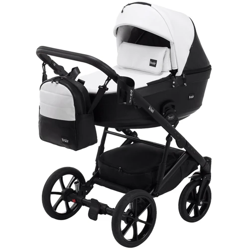 Коляска 2 в 1 Bair Kiwi кожа 100% BK-51/15 белый - черный фото 10