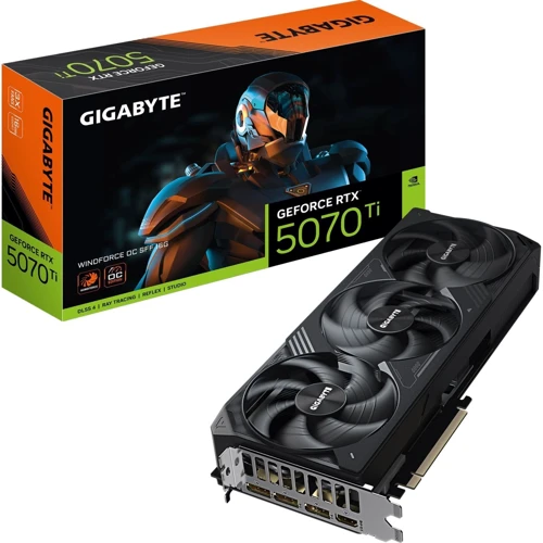 Видеокарта GIGABYTE Nvidia GeForce RTX 5070 Ti WINDFORCE OC SFF 16G (GV-N507TWF3OC-16GD) UA: Объем памяти, Гб 16