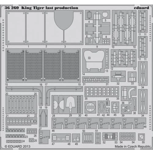 Фототравление Eduard 1/35 King Tiger, поздний (Academy) EDU-36260