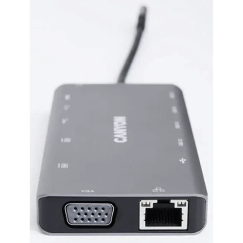 Адаптер Canyon Adapter DS-12 USB-C to 4xUSB+USB-C+2xHDMI+VGA+RJ45+SD+microSD+PD+3.5mm (CNS-TDS12): Колір серый