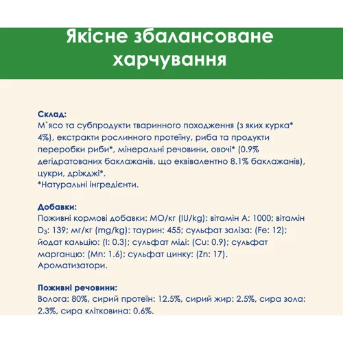 Вологий корм Cat Chow Sterilized для дорослих котів після стерилізації шматочки в підливці з куркою та баклажанами 26х85г (12449433) фото 8