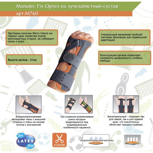 Шина лучезапястного суглоба Orliman Manutec Fix іммобілізаційний (M760 / 2) фото 6
