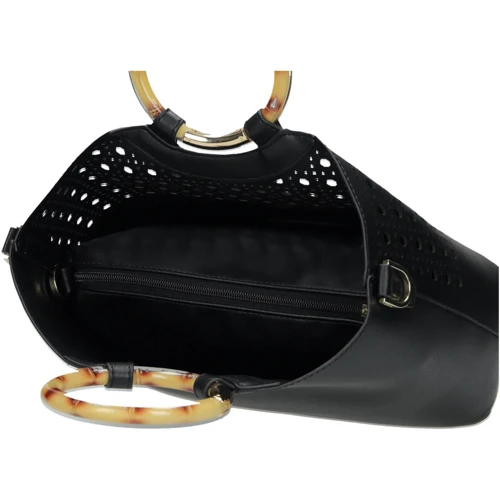 Женская сумка тоут Nobo черная (NBAG-I3340-C020): Фактура Перфорация, Матовая, Гладкая