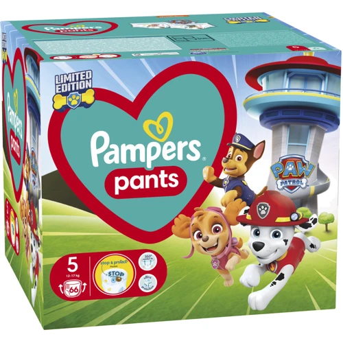 Подгузники Pampers Junior Размер 5 (12-17кг) Paw Patrol 66 шт (8006540863619): Тип Подгузники-трусики