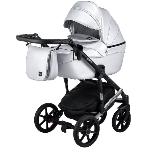 Коляска 2 в 1 Bair Polo (Silver) шкіра 100% 27S срібло (перламутр) фото 9