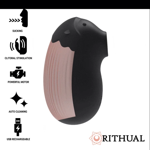 Вакуумный стимулятор для клитора с вибрацией Rithual Shushu (черный)