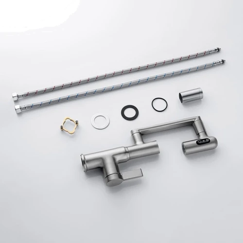 Смеситель для раковины Lefton Single-Hole Rotatable Faucet with Temperature Display-BF2204 Brushed Nickel: Материал Латунь