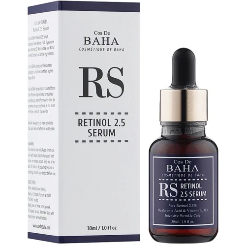 Cos De BAHA Retinol 2,5 Serum (RS) Сыворотка омолаживающая с ретинолом 30 ml: Назначение Успокоение, Увлажнение, Сужение пор, Разглаживание, Антивозрастное