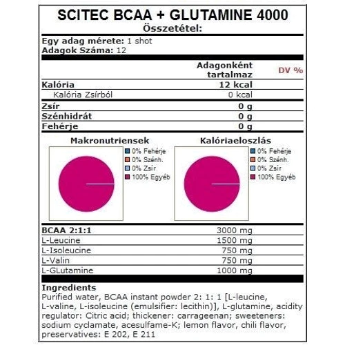 Аминокислота для спорта Scitec Nutrition BCAA+Glutamine 4000 60 ml Lemon: Вкус Лимон