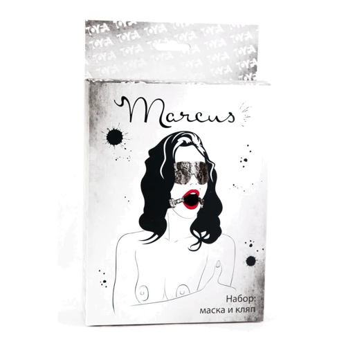 Мереживний набір Toyfa Marcus (маска та кляп) Silver and Black