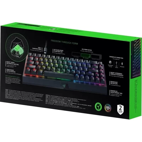 Клавіатура Razer BlackWidow V3 Mini Hyperspeed Green Switch RU (RZ03-03891600-R3R1): Додатково без цифрового блока, подсветка клавиш