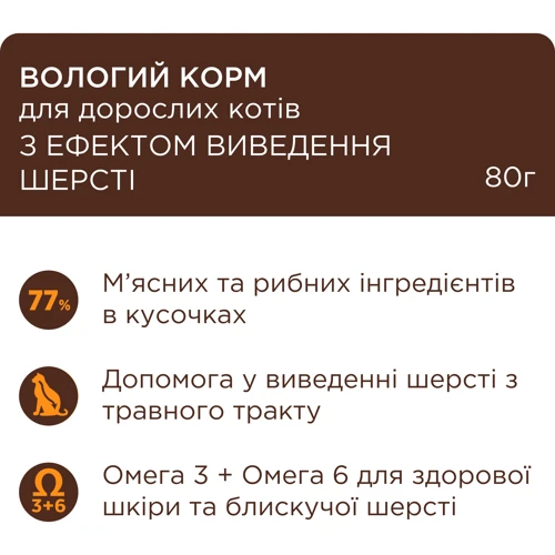 Упаковка вологого корму Club 4 Paws Sensitive Digestion з куркою в соусі для дорослих кішок з ефектом виведення вовни 24х80 г (4820215369299): Тип Влажный корм