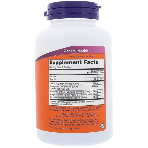 NOW Foods 7-Keto LeanGels 100 mg Softgels 120 caps: Производитель NOW Foods