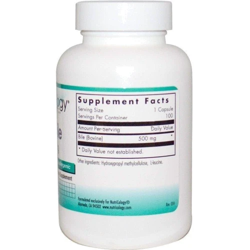 Nutricology Ox Bile 500 mg Екстракт бичачої жовчі 100 веганських капсул: Форма випуску капсули