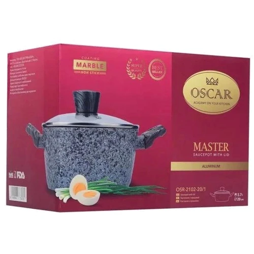 Каструля OSCAR Master глибока з кришкою 20 см 3.7 л (OSR-2102-20/1): Обсяг, л 3.7