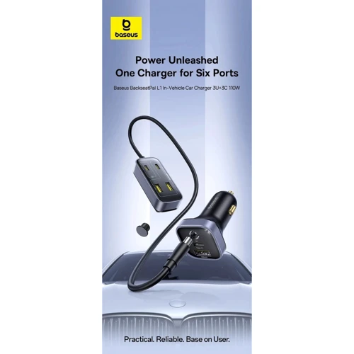 Зарядное устройство Baseus Car Charger 3xUSB+3USB-C BackseatPal L1 Black (C00081100121-00): Тип автомобильное