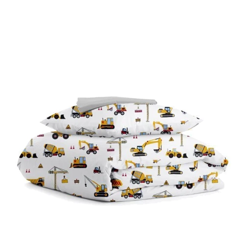 Комплект постельного белья Cosas на резинке Building Yellow El grey подростковый 155х215 см 90х200х20/ (BuildingYellow_El-grey_155): Тип постельный комплект