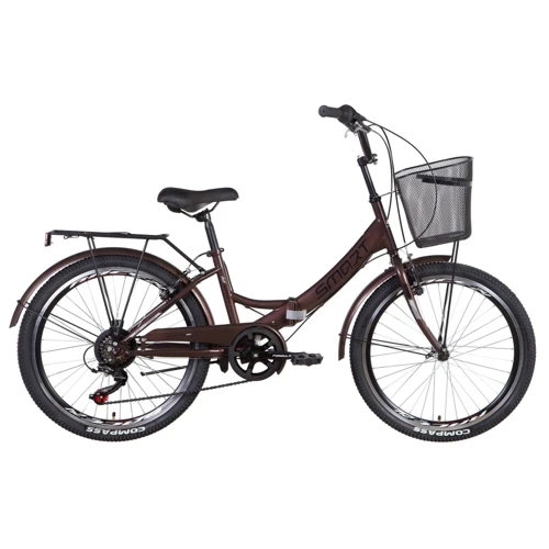 Велосипед ST 24" Formula SMART Vbr трещотка с багажником зад St, с крылом St, с корзиной St 2022 (коричневый)