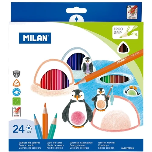 Олівці кольорові Milan 0722324 24цв., Тригранні